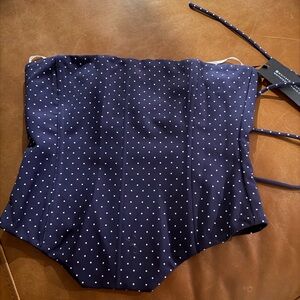 White Fox Boutique Navy Polka Dot Camisole